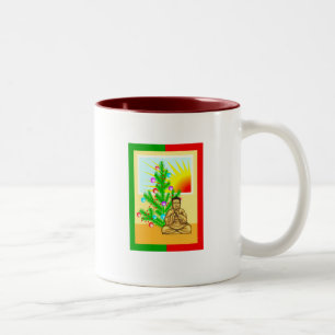 Christmas Buddha w/Tree! Two-Tone Coffee Mug
