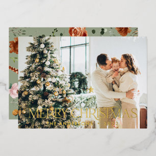 Christmas budget botanical elegant stag floral fo foil holiday card