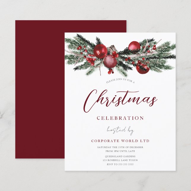 Christmas Budget Holiday Festive Party Invitation (Front/Back)