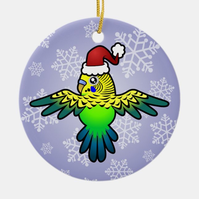 Christmas Budgie Ceramic Ornament (Front)
