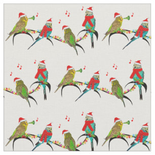 Christmas Budgie Frenzy Fabric (choose colour)