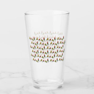 Christmas Budgie Frenzy Glass