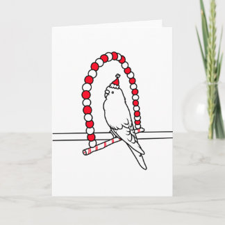 Christmas Budgie Modern and Minimalist Line Art Card