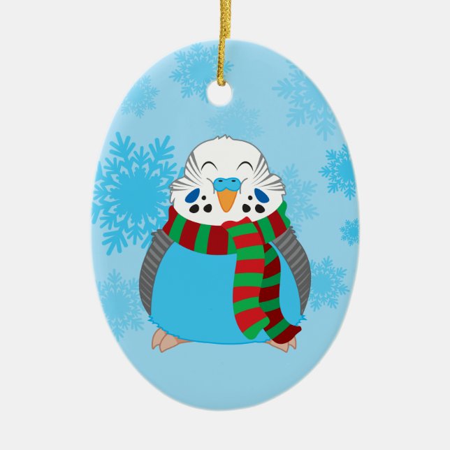 Christmas Budgies Double-Sided Ornament (Front)