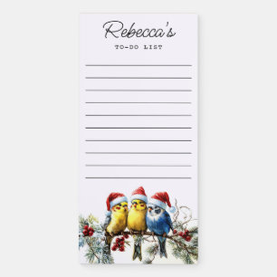 Christmas Budgies Personalized To-Do List Magnetic Notepad