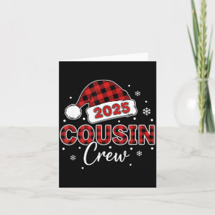 Christmas Buffalo Plaid 2025 Cousin Crew Santa Hat Card