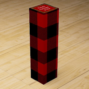Christmas Buffalo Plaid and Garland Wine Box