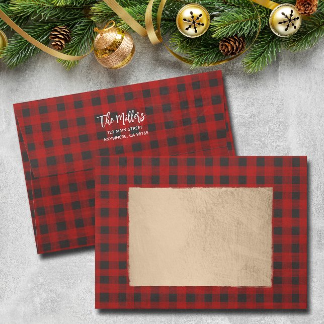 Christmas Buffalo Plaid Envelope (Christmas Buffalo Plaid Holiday Envelopes)