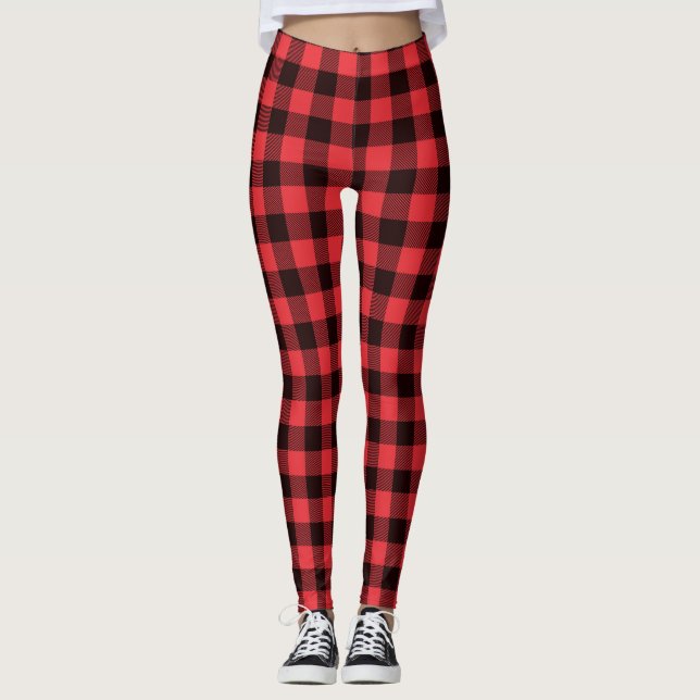 Christmas Buffalo Plaid Leggings (Front)