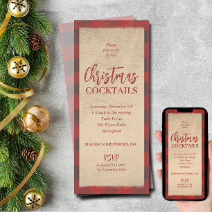Christmas Buffalo Plaid Party Invitation