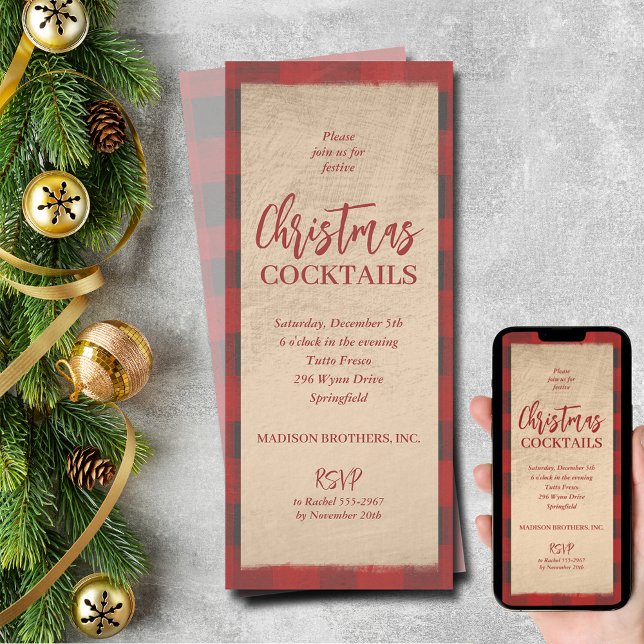 Christmas Buffalo Plaid Party Invitation (Christmas Buffalo Plaid Party Invitations - PRINTED and/or INSTANT DOWNLOAD)