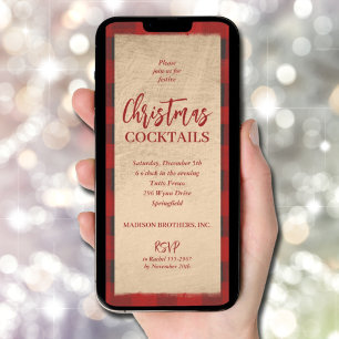 Christmas Buffalo Plaid Party Invitation