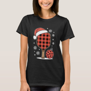 Christmas Buffalo Plaid Pickleball Paddle with San T-Shirt