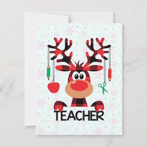 Christmas Buffalo Plaid Teacher Thank You Card