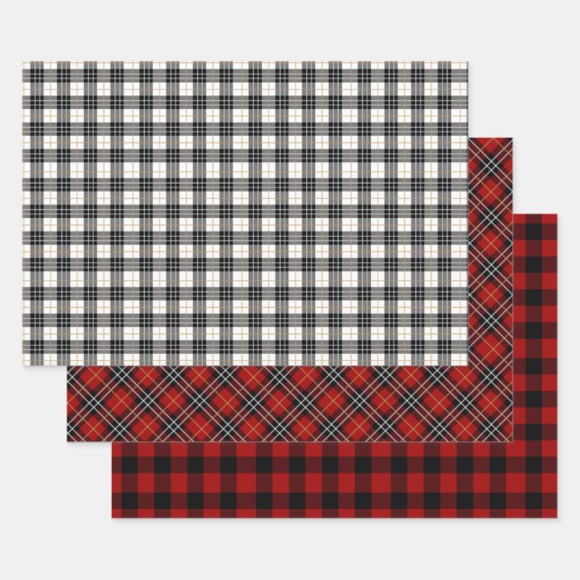 Christmas Buffalo Plaid Wrapping Paper Sheet Set (Set)
