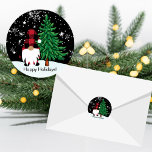 Christmas Buffalo Print Gnome Sticker<br><div class="desc">Adorable "Happy Holidays" Christmas Gnome sticker for your holiday mailings & packages! Measuring 1.5"/20 per sheet-also available in 3 inch circle/6 per sheet. Ho Ho Ho</div>