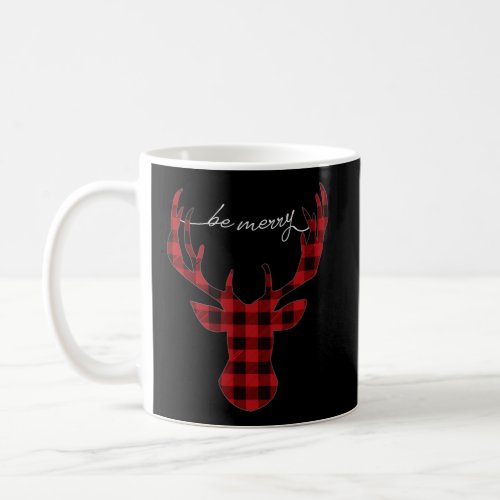 Christmas Buffalo Red Plaid Reindeer Be Merry Coffee Mug