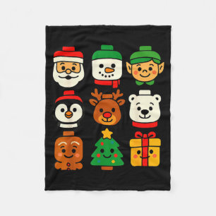 Christmas Building Brick Santa Elf Snowman Xmas Bo Fleece Blanket