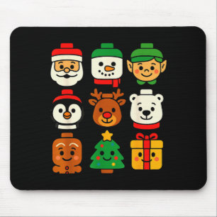 Christmas Building Brick Santa Elf Snowman Xmas Bo Mouse Pad