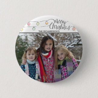 Christmas Bulb On A String Merry Christmas Photo Button