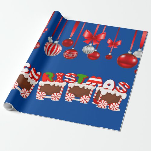 Christmas Bulbs Chocolate Train  Wrapping Paper