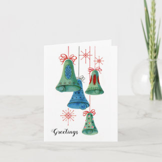 Christmas Bulbs Retro Holiday Colorful Bells Card