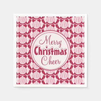 Christmas Bulbs w/ Snowy Font Red & White Napkins