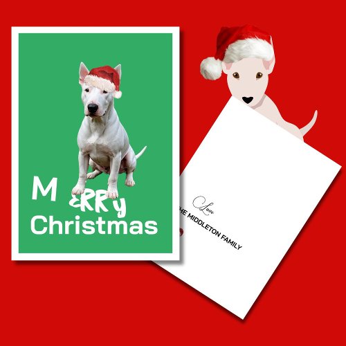 Christmas Bull Terrier Dog Merry Greeting Card 