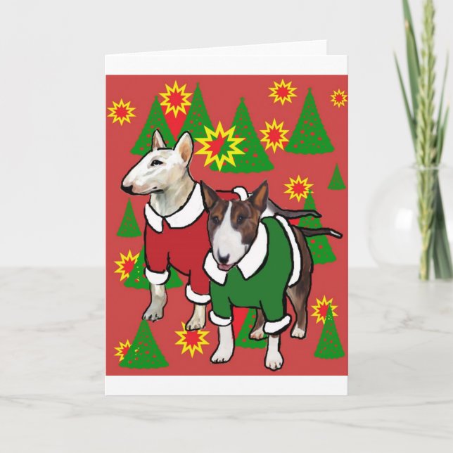 Christmas bull terrier holiday card (Front)