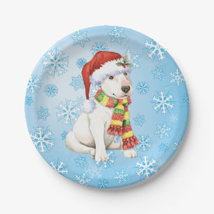 Christmas Bull Terrier Paper Plates