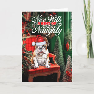 Christmas Bulldog Dog Naughty or Nice Holiday Card