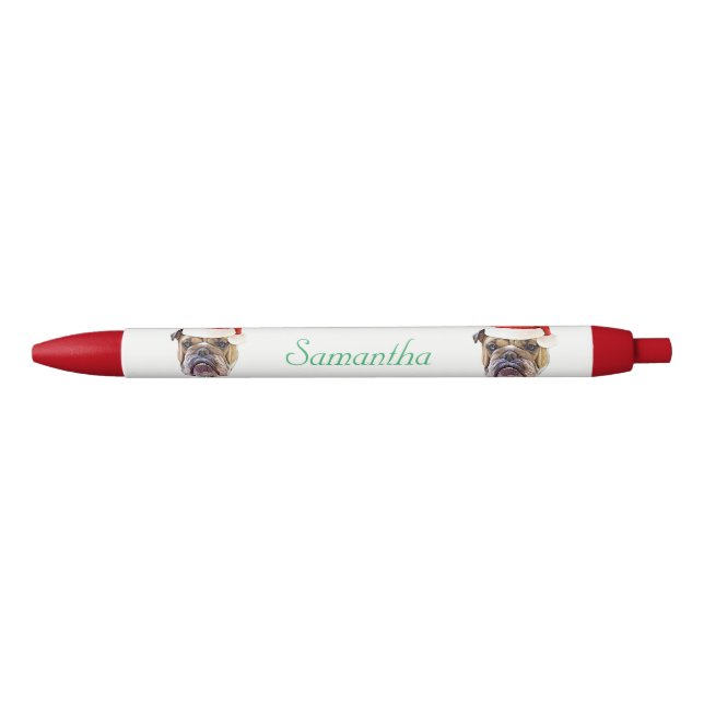 Christmas Bulldog dog personalized pen (Front)