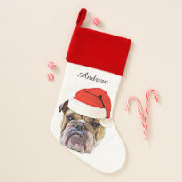 Christmas Bulldog dog  stocking