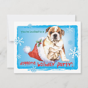 Christmas Bulldog Holiday Invitation