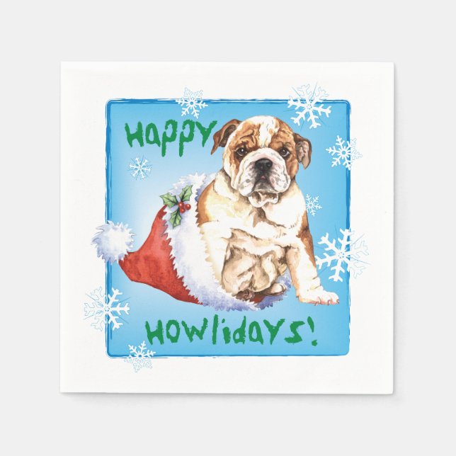 Christmas Bulldog Napkins (Front)