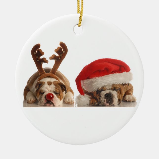 Christmas Bulldog Ornament (Front)