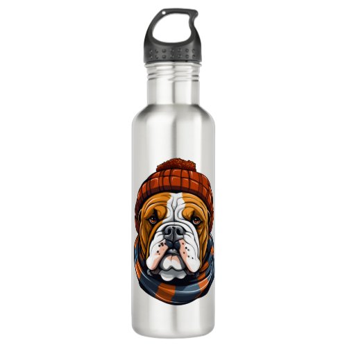 Christmas Bulldog   Stainless Steel Water Bottle