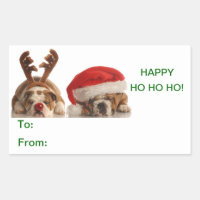 Christmas Bulldogs Gift Label Sticker