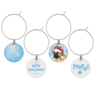 Christmas Bullmastiff Wine Charm