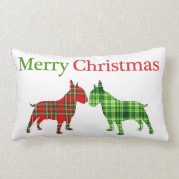 Christmas Bully Dogs Pillow by goldersbug at Zazzle