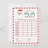 Christmas bunco Holly Jolly Holiday score card