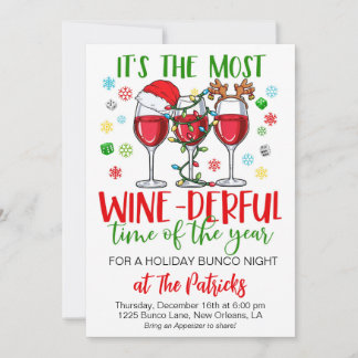 Christmas Bunco Night Party Invitation