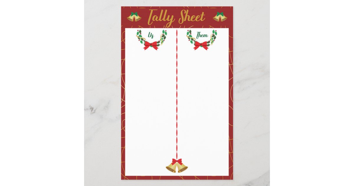 Christmas Bunco Party Game Tally Sheet | Zazzle