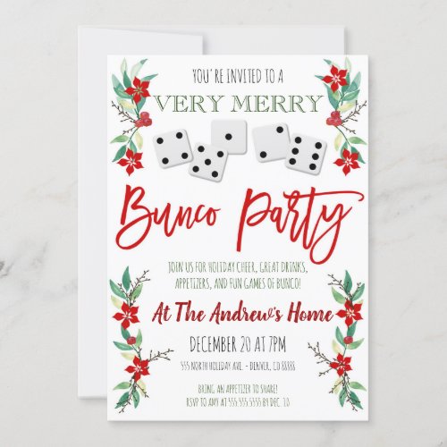 Christmas Bunco Party Invitation