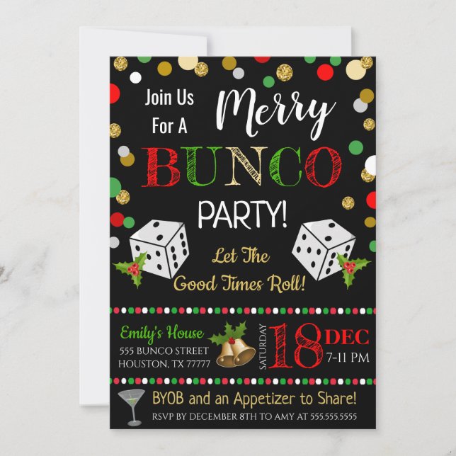 Christmas Bunco Party Invitation (Front)
