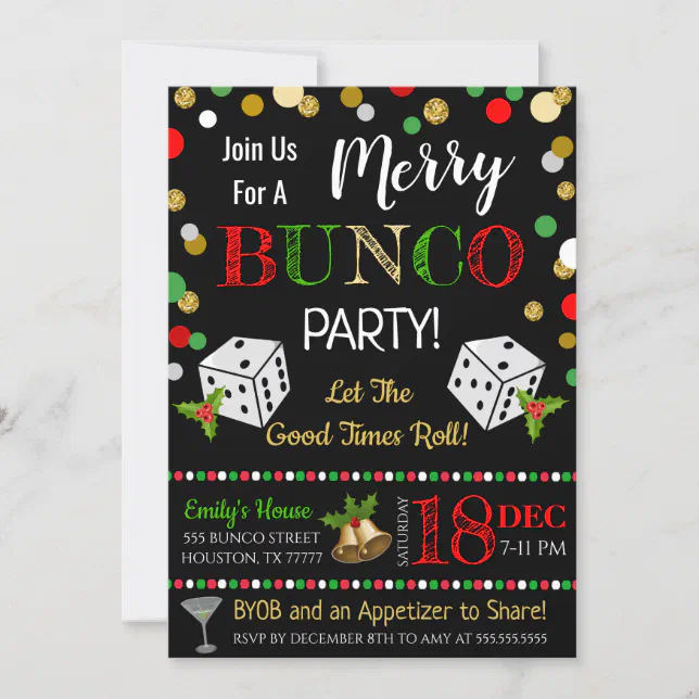Christmas Bunco Party Invitation | Zazzle