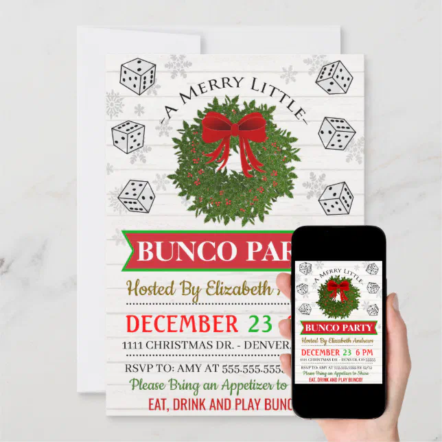 Christmas Bunco Party Invitation | Zazzle