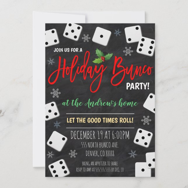 Christmas Bunco Party Invitation (Front)