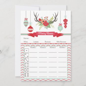 Christmas Bunco Score Card- Deer Antlers by Pixabelle at Zazzle