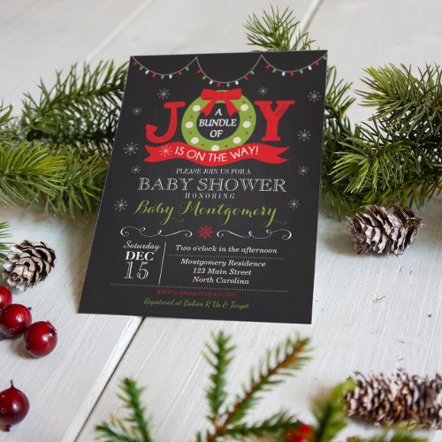 Christmas Bundle of Joy Baby Shower Invitation